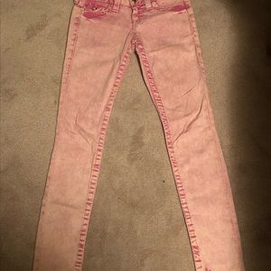 True Religion Basic Skinny w/ Flaps. Pink Lava Dye. size 26.
